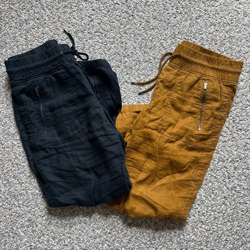 Linen Black and Goldenrod Athleta Jogger Pants